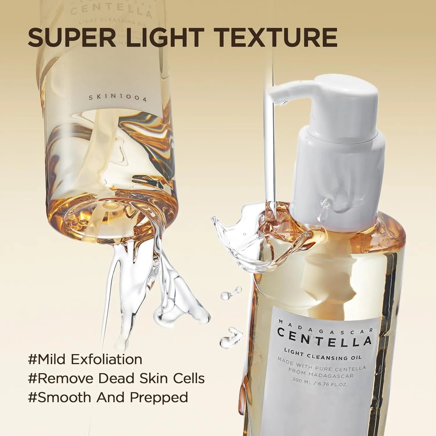 SKIN1004 Madagascar Centella Light Cleansing Oil 6.76 Fl.oz, 200ml | Gentle Oil Cleanser for Face, Korean Facial Cleanser