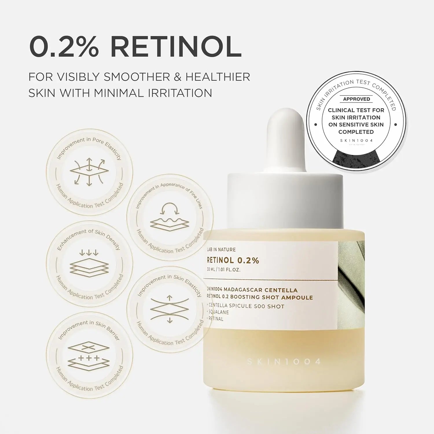 SKIN1004 Retinol 0.2% Boosting Shot Ampoule, Face Serum for Skin Elasticity, Facial Spicule Serum with Retinol & Retinal