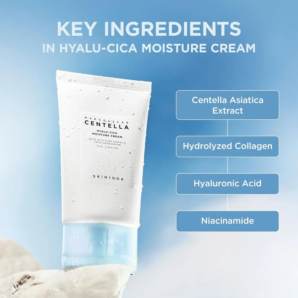 SKIN1004 Hyalu-Cica Moisture Cream, Face Moisturizer with Hyaluronic Acid, Centella Cream for Deep Hydration 2.53 Fl oz / 75ml