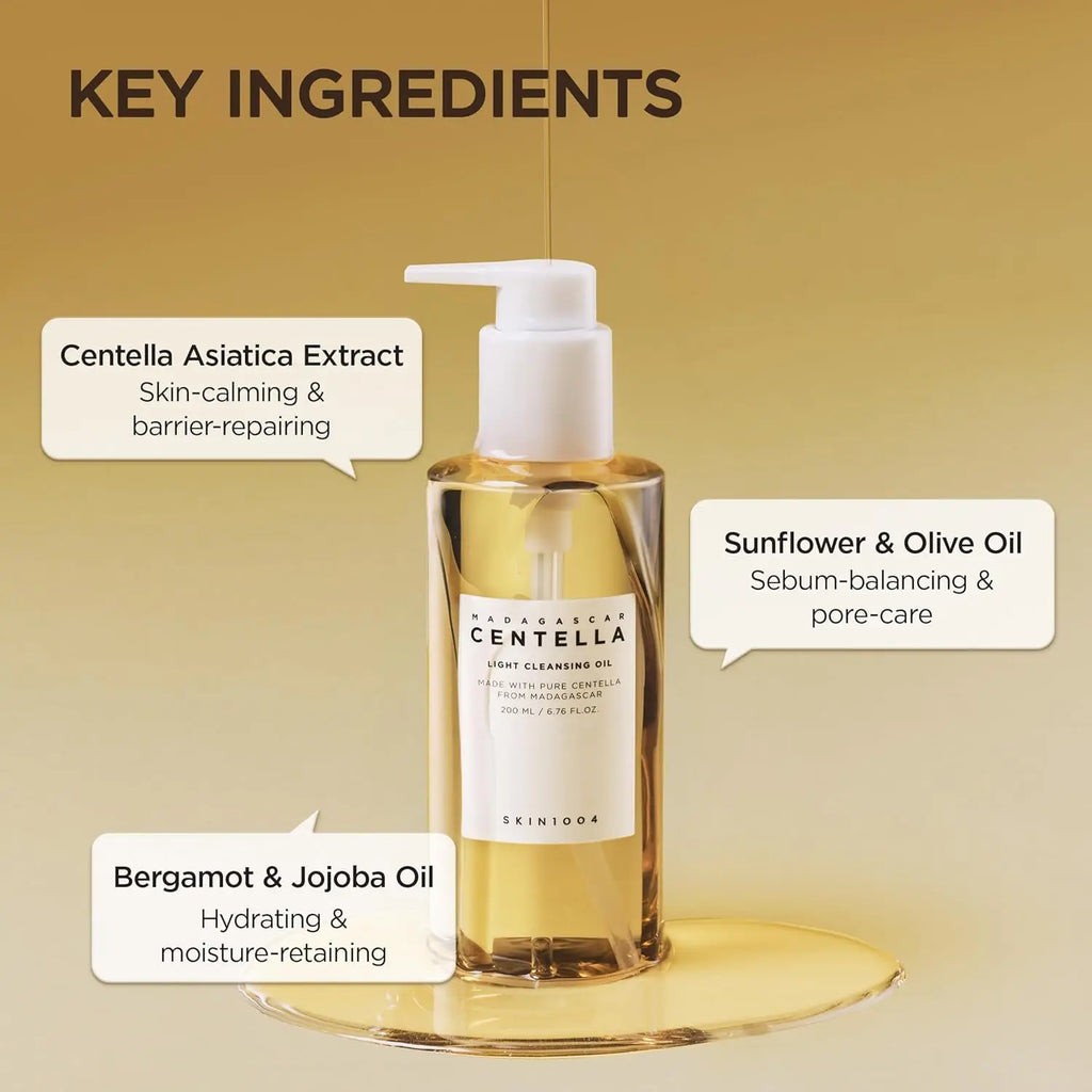 SKIN1004 Madagascar Centella Light Cleansing Oil 6.76 Fl.oz, 200ml | Gentle Oil Cleanser for Face, Korean Facial Cleanser