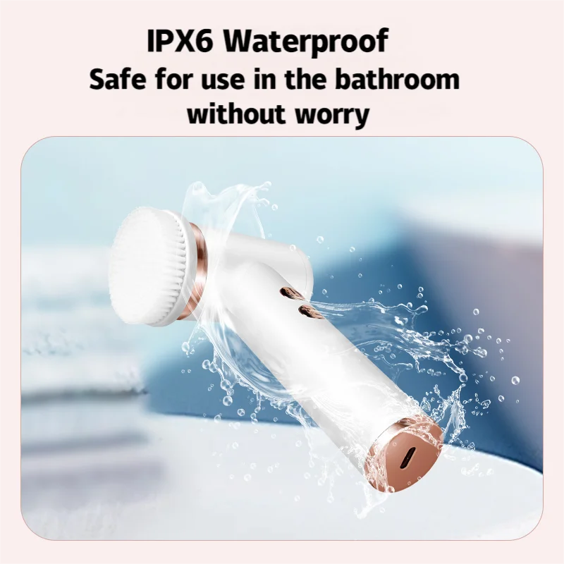 Electric Facial Cleansing Brush 4-in-1 Waterproof Rotating Soft Silicone Massager Deep Pore Cleaner Rechargeable Beauty Tool