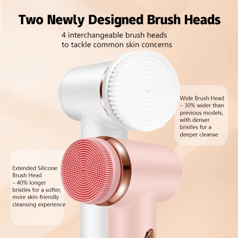 Electric Facial Cleansing Brush 4-in-1 Waterproof Rotating Soft Silicone Massager Deep Pore Cleaner Rechargeable Beauty Tool