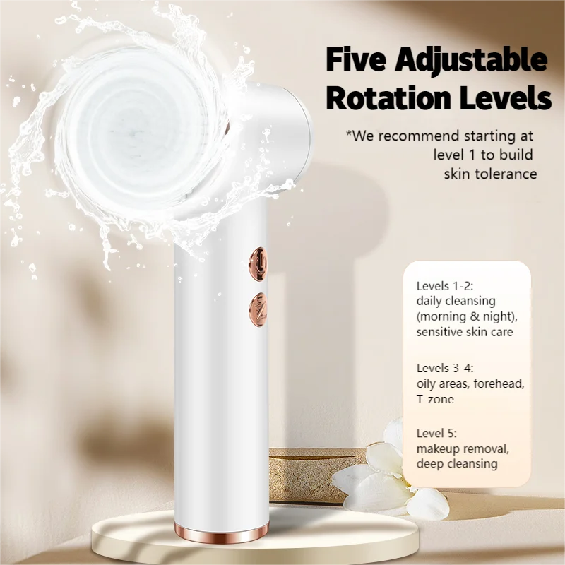 Electric Facial Cleansing Brush 4-in-1 Waterproof Rotating Soft Silicone Massager Deep Pore Cleaner Rechargeable Beauty Tool