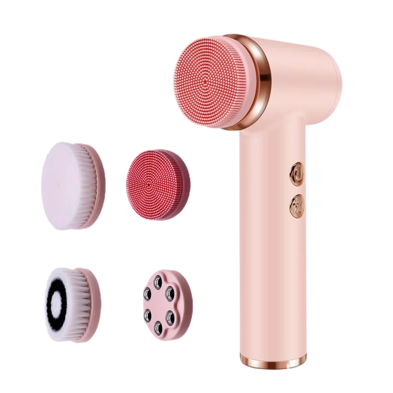 Electric Facial Cleansing Brush 4-in-1 Waterproof Rotating Soft Silicone Massager Deep Pore Cleaner Rechargeable Beauty Tool